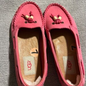 UGG Pink Suede Loafers with Tassel Detail